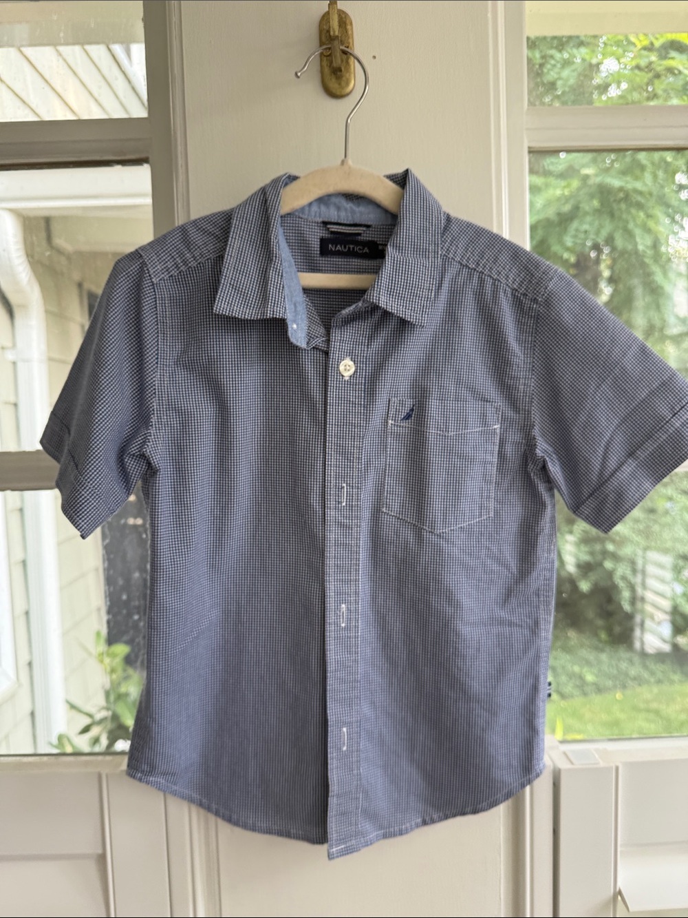 Nautica Kids Navy Checkered Button Down Shirt